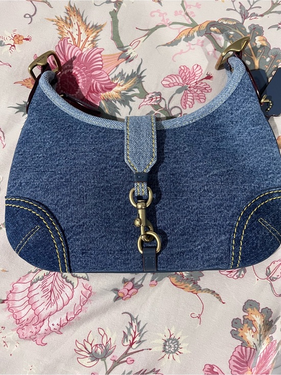 Coach Handbags - Coach Denim Hamptons Hobo Shoulder Bag with Brass Hardware